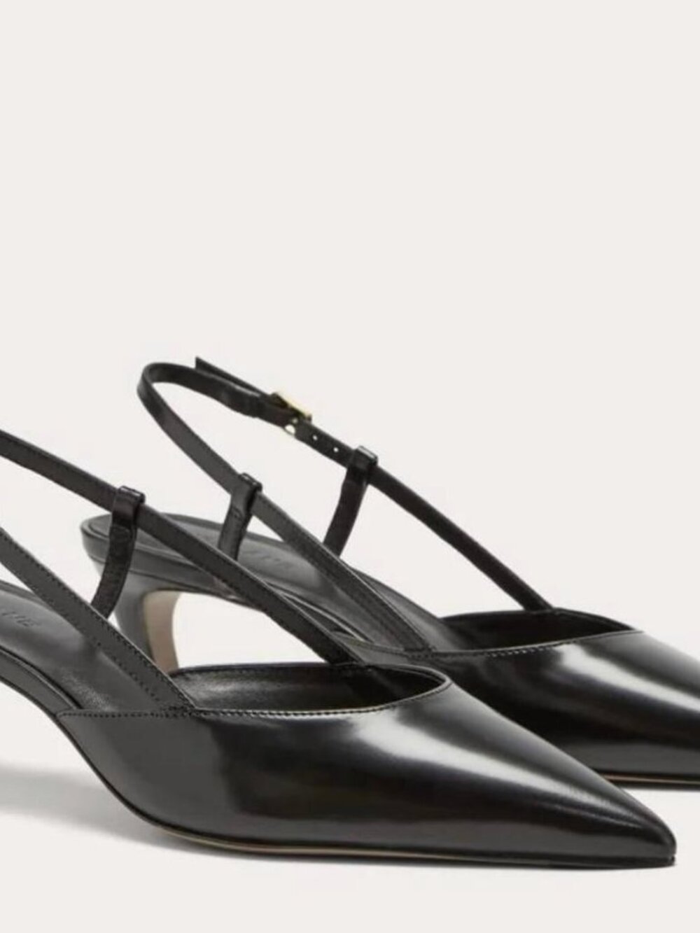 EVERLANE SLINGBACK LEATHER KITTEN HEEL, US 9 - BLACK